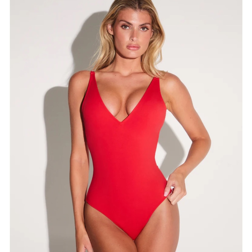 TA3 Red Plungey Swimsuit/bodysuit